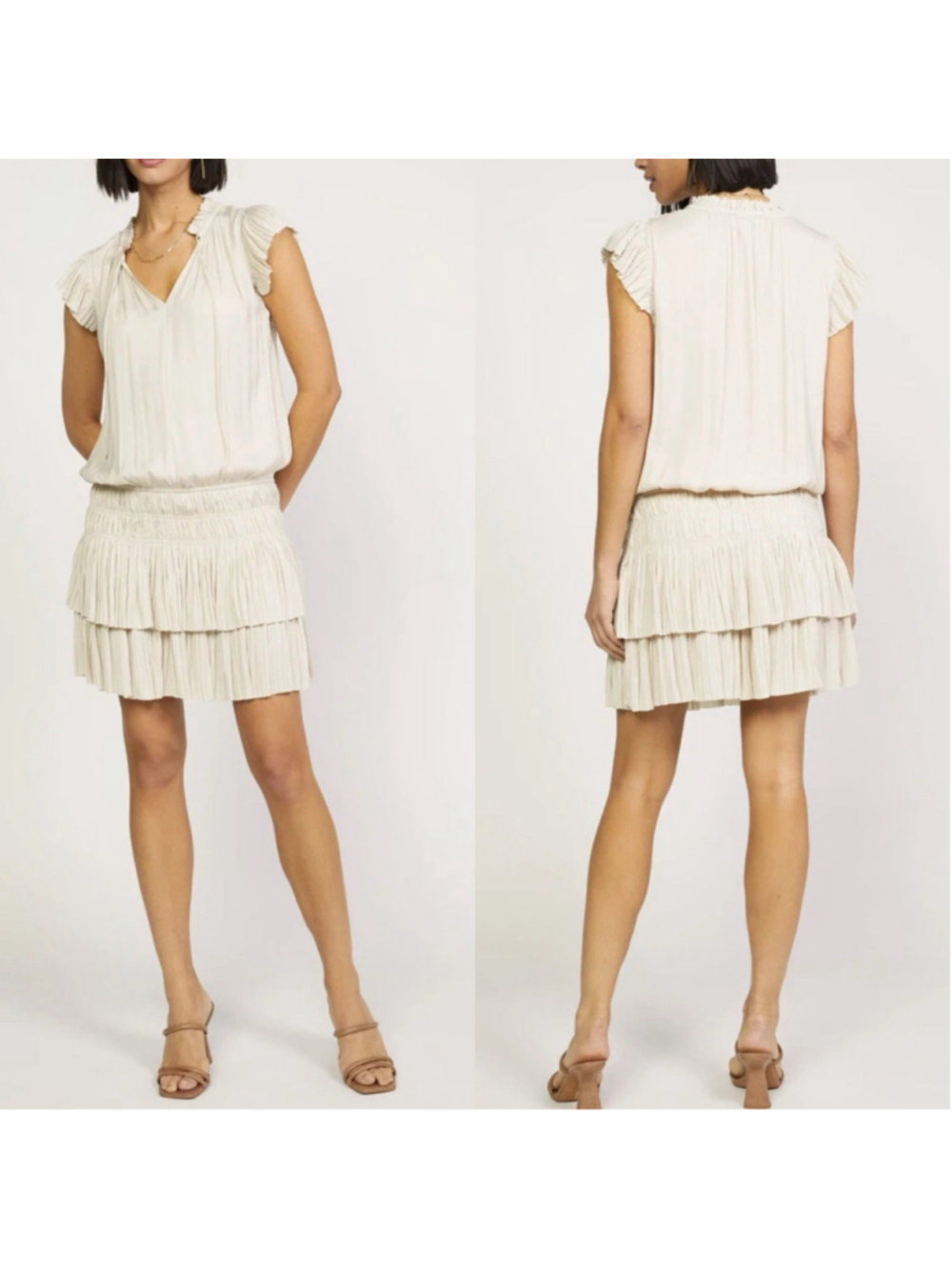 Current Air Zoey Cream Pleated Skirt Mini Dress XS